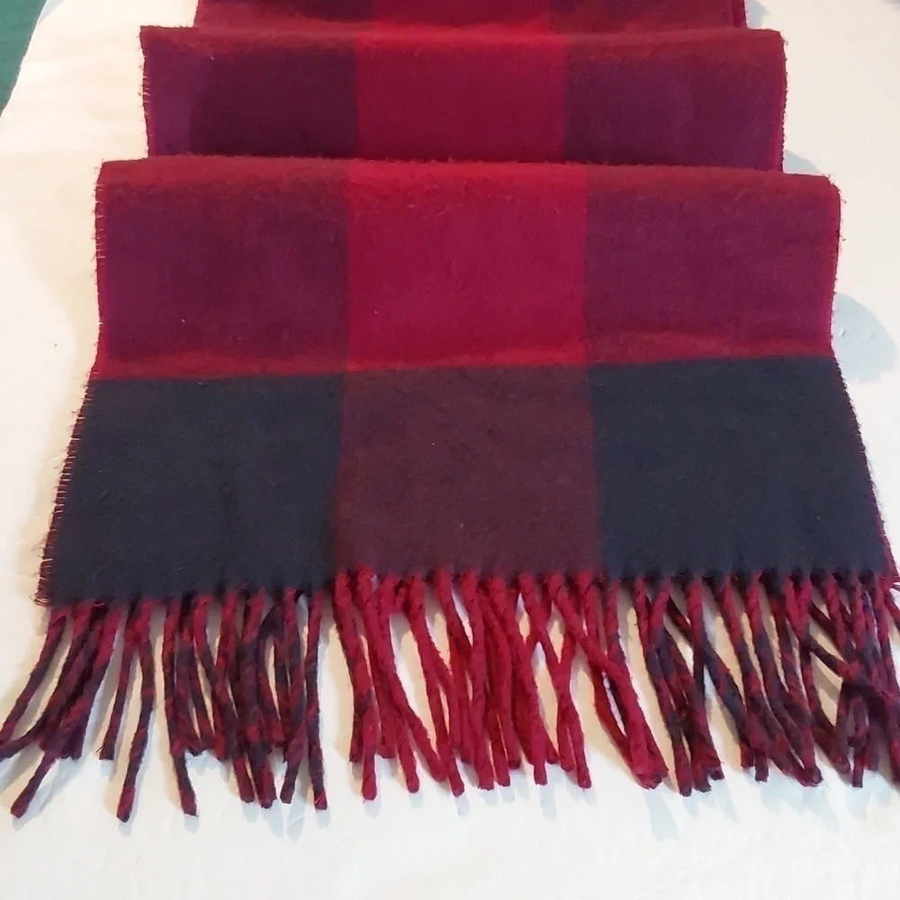Cashmink Burgundy Red Black Plaid soft Cozy Winter Scarf Shawl Classic Oversized